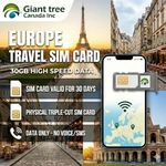 Europe SIM Card | 30GB High-Speed Data | 33 Countries | 4G/5G | 30 Days Validity | Plug & Play | No Registration | Rechargeable | Travel SIM for Phones & Tablets