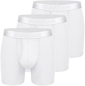 CLEVEDAUR Mens Underwear 3 Pack Ultra Soft Micro Modal Boxer Briefs Open Fly, White/White/White, S
