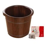 QianYiDa Wood Foot Bath Tub Foot Soaking Basin Wooden Foot Spa Bucket+Foot Soak Herb Bag,Superior Kit for Foot Massage Sauna