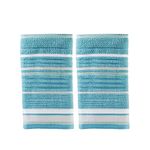 SKL Home Seabrook Stripe 2-Piece Hand Towel Set, Teal 2 Count