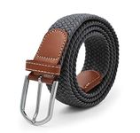 ZORO Stretchable Woven Fabric Belt For Men & Women,Fits On Upto 40 Inches Waist Size,Hole Free Design, Grey