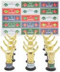 BLUE PANDA 12 Pack Ugly Christmas Sweater Trophy Award with Stickers for Party Decorations, Ugly Sweater Kit