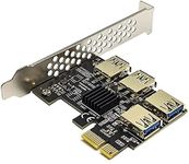 Pi+® (PiPlus®) PCIe x1 to 4 USB Hub PCI-Express 16X Slots Riser Card PCI-E 1X to External 4 USB 3.0 Adapter Multiplier Card PCIe to 4USB for Bitcoin Mining Device