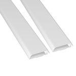 D-Line Cable Trunking, Wire Cover for Wall, TV Cable Tidy, Paintable, Self-Adhesive, Hinged One-Piece Design - White, 2 x 60mm (W) x 15mm (H) x 40cm Lengths (80cm Total)