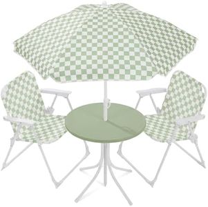 Best Choice Products Kids Picnic Table and Chair Set with Umbrella, 3-Piece Foldable Outdoor Table Set for Toddlers Ages 2-5, Patio Play Furniture, 70 lb Chair Capacity, 110 lb Table Capacity​ - Sage