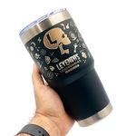 VASO 360 LEGENDARIO - PRODUCTO OFICIAL LEYENDAS LEGENDARIAS PODCAST - TERMO 30 oz - PERSONALIZADO MASTER LASER (30 oz, NEGRO)