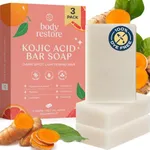 Body Restore Kojic Acid Soap, Grapefruit 3 Pack, with Vitamin C,E, Shea Butter, Collagen, Hyaluronic Acid, Turmeric, Retinol For Dark Spots, All Natural Soap Bar, Paraben Free