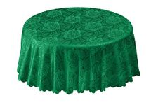 Emma Barclay Damask Rose - Jacquard Table Cloth in Forest Green - 70" (178cm) Round