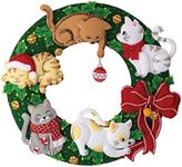 Bucilla, Holiday Housecats Felt Applique Wreath Making Kit, Perfect for DIY Needlepoint Arts and Crafts, 89490E