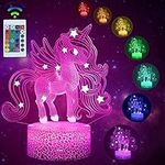 Unicorn Night Light for Kids, Unicorn Gifts for Girls Toys for Kids Age 3 4 5 6 7 8 9+ Years Old, 3D Light lamp 16 Colors Change with Touch Switch Remote Control Birthday Gifts Ideas for Children