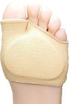 SUEFOR forefoot pads for pain relief hallux valgus support for bunion forefoot Sleeve pads, metatarsal pads for men and women with ball of foot cushion (1 pair) Beige, Cotton
