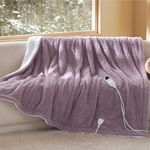 Bedsure Electric Heated Blanket Twin Chevron Shaggy Sherpa, Fast Heating Electric Blanket with 10 Time Settings, 6 Heat Settings, and 8 hrs Timer Auto Shut Off (62x84 inches, Purple)