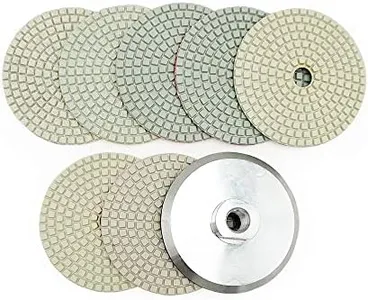 BGTEC 4" Wet Diamond Polishing Pads Set,7 Pieces Pads plus Aluminum Body Hook and Loop Backing Pad for Marble Stone Quartz Tiles