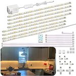 Wobane Under Cabinet Lighting Kit,8PCS 12 inch Led Light Bars,Under Counter Lights for Kitchen,Cupboard,Desk,Bookcase,Shelf,DIY Tape Light,ETL Adapter and Variety Connectors,1200lm,2700K WarmWhite