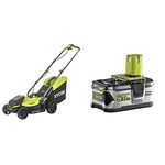 Ryobi OLM1833B 18V ONE+ Cordless 33cm Lawnmower (Body Only) & RB18L50 ONE+ Lithium+ 5.0Ah Battery, 18 V