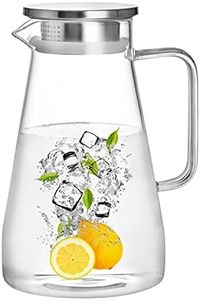 CNGLASS 56oz Glass Pitcher with lid iced Tea Pitcher Water jug hot Cold Water Wine Coffee Milk and Juice Beverage Carafe