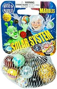 House of Marbles Solar System Net Bag of Marbles, with Beautifully Designed Gift Packaging, for Party Bag or Stocking Filler, with Assorted Marble Colours, Textures and Sizes, Traditional Retro Game