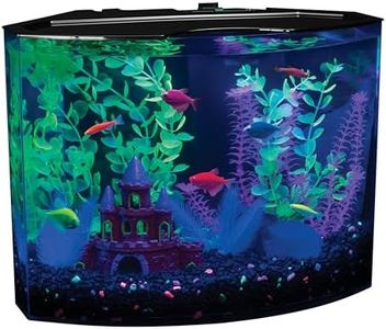 GloFish Crescent Aquarium Kit 5 Gallons, Includes Hidden Blue LED Light And Internal Filter