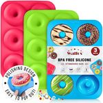 Walfos Donut pan Silicone Donut Mold - Non-Stick Silicone Doughnut Pan Set, Just Pop Out! Heat Resistant Up to 450°F, Make Perfect Donut Cake Biscuit Bagels, BPA Free and Dishwasher Safe, Set of 3