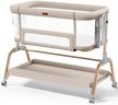 NeoBorn 3 in 1 Baby Bassinet, Bedside Bassinet for Baby, Rocking Bassinet with Breathable Full-Mesh, Mattress and Soft Sheet, Adjustable Height, Stable and Secure Crib for Newborns