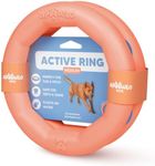 APAWLO Pets Active Ring Dog Toy for Fetch, Tug & Training (Durable, Floats) - Set of 2 (Peach, Medium)