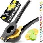 Zulay Kitchen Metal 2-in-1 Lemon Squeezer - Sturdy Max Extraction Hand Juicer Lemon Squeezer Gets Every Last Drop - Easy to Clean Manual Citrus Juicer - Easy-Use Lemon Juicer Squeezer - Black/Yellow