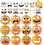 48 Pack Halloween Pumpkin Decorating Craft Stickers Mini Make 48 Small Pumpkin Face Stickers Monster Stickers for Halloween Kids Toddlers Treats Party Favors Supplies 24 Sheets