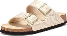 Birkenstock Women's Arizona 2-Strap Cork Footbed Sandal-Narrow Egshl/Gld 40 Narrow EU