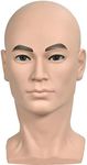 Male Training Head Bald Mannequin Head Manikin Doll Head for Wig Making,Glasses, Hat Display with Free Clamp …