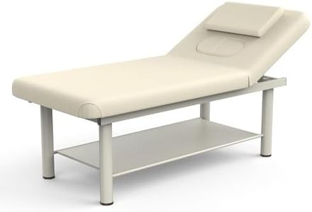 POUSAYAR Heavy Duty Professional Stationary Massage Bed with Backrest and Metal Frame, PU Leather