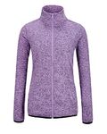 Dolcevida Women's Long Sleeve Sweater Fleece Zip Up Speckled Jacket with Pockets (Lavender Mix, M)