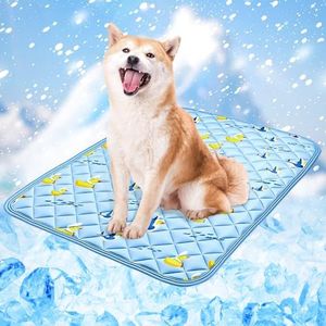 NACOCO Dog Cooling Mat with Non-Slip & Internal Waterproof Leakproof Design, Extra Thick, Machine Washable for Medium and Large Dogs for Crates, Beds, Sofas, Cars (36'' x 23'' Large, Blue Duck)