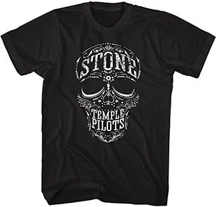 American Classics Stone Temple Pilots Rock Band Skull Adult Short Sleeve Graphic T-Shirt (Black, Large)