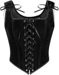 Renaissance Corset Tops for Women Lace Up Overbust Boned Bustier Vintage Velvet Bustier Black Size 16