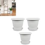 spylark™ Heavy Duty Premium Plastic Planter Pots with Bottom Tray (White) | Plant Pot Set for Home Garden and Nursery| 10inch | Set of 3