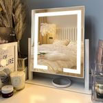 LuxeVue Vanity Mirror with Lights, Makeup Mirror with 3 Lighting Modes, Light Up Mirror with Touch Sensor, Detachable 15X Magnifying, AC-Powered, Metal Frame, Rotatable, 14.5" -White