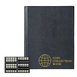 Uncle Paul 350 Pockets Coin Albums - 1.2x1.4 inch Grid Black Coin Book 10 Pages Coin Collection Holder Letter Size Coin Storage Book 3.0x3.5 cm Pocket CS0235BK