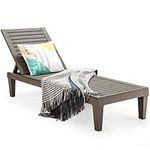 Multigot Chaise Plastic Recliner, Outdoor Sun Lounger with 5 Adjustable Positions, Leisure Deck Seat for Garden, Poolside, Beach and Patio (Light Coffee)
