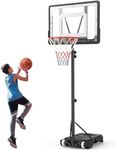 Basketball Hoop and Stand Adjustable: 5ft-7ft Indoor Outdoor Basketball Hoop System with 33" Shatterproof Backboard and Stand Wheels for Kids Teenagers Youth Junior (Large)