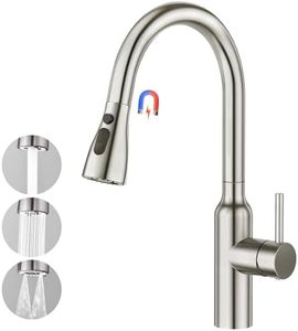 CREA Rubinetto per Lavello da Cucina con 3 Modalità estraibile, Miscelatore Monocomando Rubinetto da Lavello Cucina ad alta pressione in Acciaio inossidabile, Spazzolat