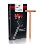 Pearl Shaving Double Edge Safety Razor (SS-01 Mellow Apricot) - Best Shaving Razor for Men | Classic & Traditional shaving Kit for Men | Premium blade razors for Diwali Day Gift