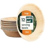 HAAGO 12 Compostable Palm Leaf Bowls - Eco-Friendly Like Wooden & Bamboo Bowls for Hot & Cold Food, Microwave & Freezer Safe Picnic Tableware Alternative to Paper - Disposable Round Bowls - 700 ml