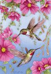 Toland Home Garden 107158 Hummingbirds w/Pink House Flag