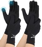 Tianhengyi 2 Pairs Copper Arthritis Gloves for Hand Pain, Full Finger Compression Gloves for Men Women, Relieve Swelling, Carpal Tunnel, Support Wrist, Joint for Crocheting (Touch Screen, Medium)