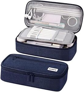 WEMATE Large Pencil Case Aesthetic,Big Capacity Canvas Pencil Pouch with Zipper, Pencil Case for Women & Men, Marker Pen Case,Portable Stationery Pencil Bag for Office Blue