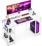 ODK Computer Desk with Shelves, 120 x 50 cm Gaming Desk with Storage, Home Office Desk, Modern Simple Style PC Desk, Stable Workstation, White