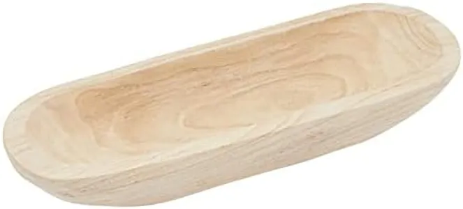 Handmade Wooden Dough Bowls for Decor, Oval Paulownia Wood Centerpiece (17 x 6 x 3 in)