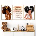 LLOSEUP Black Queen Wall Art African American Princess Girl Crown Rainbow Heart Quotes Wall Art Abstract Nordic Posters Black Women Canvas Prints for Kids Room Bedroom Home Decor Unframed