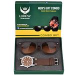 LORENZ Brown Dial Watch & Brown Matte Sunglasses Combo for Men & Boys | Gift Combo for Men | CM-3070SN-13_FBA