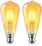 Lamptobe Vintage Edison Bayonet LED Light Bulb, B22 ST64 Decorative LED Bulbs, Bayonet Cap Filament Bulb, CRI 90+ Retro Amber Glass, 4W(40W Equivalent), 2700K Warm White, Non Dimmable, 2 Pack